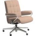 Relaxsessel STRESSLESS "London" Sessel Gr. Leder PALOMA, Home Office Base, B/H/T: 80 cm x 104 cm x 69 cm, beige (sand paloma) Lesesessel und Relaxsessel Low Back, mit Home Office Base, Gestell Chrom