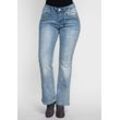 Große Größen: Bootcut Stretch-Jeans im Used-Look, light blue Denim, Gr.44