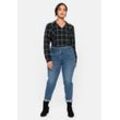 Große Größen: Slim Jeans in Curvy-Schnitt ANNE, mit High-Waist-Bund, blue Denim, Gr.58