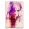 Sinus Art Leinwandbild Uma Thurman Porträt Abstrakt Kunst Schauspielerin Farbenfroh 60x90cm Leinwandbild