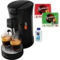 Philips Senseo Kaffeepadmaschine Select CSA240/60, aus 21% recyceltem Plastik, mit 3 Kaffeespezialitäten, metal schwarz, schwarz