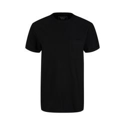 TOM TAILOR DENIM Herren T-Shirt mit Brusttasche, schwarz, Logo Print, Gr. S
