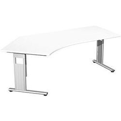 geramöbel Flex Schreibtisch weiß L-Form, C-Fuß-Gestell silber 216,6 x 113,0 cm