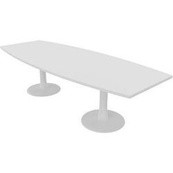 Quadrifoglio Konferenztisch Idea+ weiß Tonnenform, Säulenfuß weiß, 280,0 x 80,0 - 110,0 x 74,0 cm