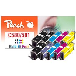 Peach C580 10 Druckerpatronen (2*bk, c/m/y, 1*pbk/pb) ersetzt Canon PGI-580, CLI-581, 2078C005 für z.B. Canon Pixma TS 6351 a, Canon Pixma TS 8350 (wiederaufbereitet)