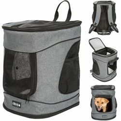 Cadoca - Haustierrucksack bis 12 kg verstellbare Gurte faltbar Kurzleine Haustier Tragetasche Katze Hund Rucksack Farbwahl Grau