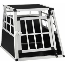 Juskys - Alu Hundetransportbox – Auto Hundebox robust & pflegeleicht, Gittertür verschließbar, Aluminium Transportbox für Hunde - Größe m - 69×54×51