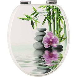 WC-Sitz mdf mit Absenkautomatik Softclose Scharnier Steine Blumen - Woltu