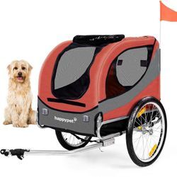 Happypet - Hundefahrradanhänger mit Anhängerkupplung Hunde Fahrradanhänger klappbar Anhänger für Hunde Hundeanhänger Hundebuggy mit Luftreifen Für