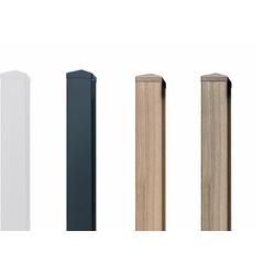 Hochwertiger Kunststoff Zaunpfahl 10 x 10 cm mit Holzinlay passend zu gleich hochwertigen Zaunserien in 4 verschiedenen Farben und 4 verschiedenen Längen