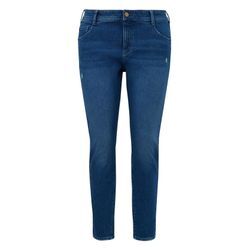 Große Größen: Schmale Jeans in 5-Pocket-Form, mit Destroyed-Effekten, blue Denim, Gr.48