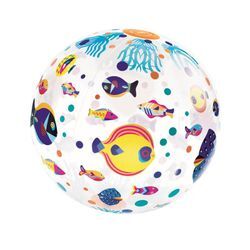 Aufblasbarer Spielball FISCHE (Ø35cm) in transparent/bunt