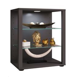 VCM Glasvitrine stehend Vitrine Glas mit ESG-Sicherheitsglas Maße ca. H. 60 x B. 52 x T. 35 cm Standvitrine Glas Modern und platzsparend Glas Vitrinenschrank – Glasol S
