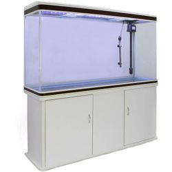 Monster Shop - 300 Liter Heimaquarium Aquarium mit Unterschrank Aquariumkobination mit LED-Licht in Weiß 70cm h x 120cm b x 39cm t - Weiß