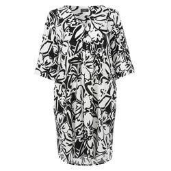 Große Größen: Kleid aus Viskose, mit abstraktem Blumenprint, schwarz gemustert, Gr.46