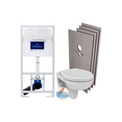 Villeroy&boch - Pack wc Vorwandelement + Porcher-WC spülrandlos + WC-Deckel + Weiße Platte + Verkleidungsset (ViConnectPorcher-2-sabo-DE)