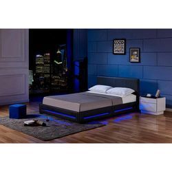 HOME DELUXE - LED Bett - ASTEROID - Verschiedene Farben und Größen I Weiß, 90 x 200 cm, mit Matratze I Weiß, 90 x 200 cm, mit Matratze I Schwarz, 140