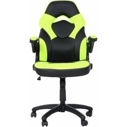 HHG - neuwertig] Bürostuhl 585, Drehstuhl Gamingstuhl, ergonomisch, verstellbare Armlehne, Kunstleder schwarz-grün - green