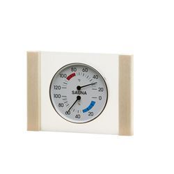 Infraworld - Klimamesser mit Glas Holzrahmen in Espe Sauna Thermometer Hygrometer