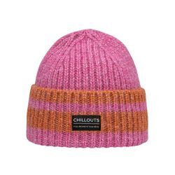 chillouts Strickmütze Cooper Hat mit Kontrast-Streifen, orange|rosa