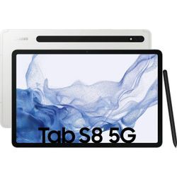 Samsung Galaxy Tab S8 5G Tablet (11", 128 GB, Android, 5G), silberfarben