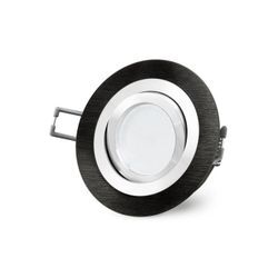 SSC-LUXon LED Einbaustrahler RF-2 LED Einbauspot schwenkbar in schwarz Alu rund mit Milky GU10