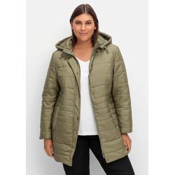 Große Größen: Warm wattierte Steppjacke mit Kapuze, khaki, Gr.52