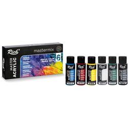 Generisch Rich Master Acrylfarben Set - 6 Farben x 60cc, Reichhaltige Pigmentfarben für Leinwand, Holz, Papier, Keramik (6 Grundfarben)