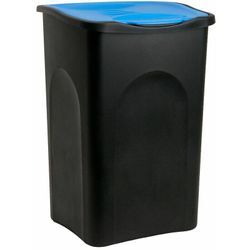Stefanplast - Mülleimer mit Deckel 50L Abfalleimer Geruchsarm Küche Bad Biomüll Gelber Sack Kunststoff Mülltrennung schwarz/blau