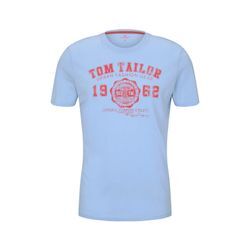 TOM TAILOR Herren T-Shirt mit Logo-Print, blau, Gr. M