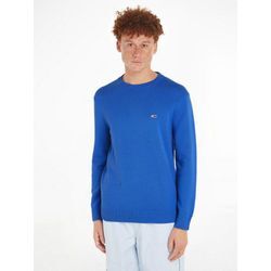 Tommy Jeans Strickpullover TJM SLIM ESSNTLS C-NECK SWEATER mit Markenlogo auf der Brust, blau