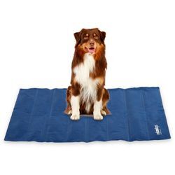 Relaxdays - Kühlmatte Hund, 90 x 68 cm, selbstkühlende Hundematte, Gel, abwischbar, Kühlunterlage für Haustiere, blau