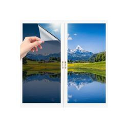 Sonnenschutz-Fensterfolie Spiegelfolie Selbstklebend Sichtschutz Fensterfolie Schwarz 75x400cm