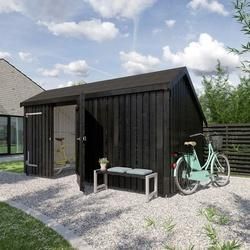 Plus Gartenhaus Multi 2 Module 445 x 258 cm natur mit Doppeltür, geschlossen