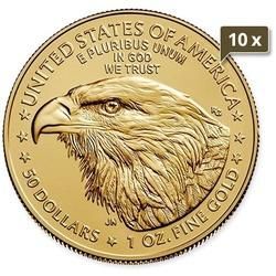10 x 1 Unze Gold American Eagle diverse Jahrgänge