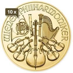 10 x 1/2 Unze Gold Wiener Philharmoniker diverse Jahrgänge