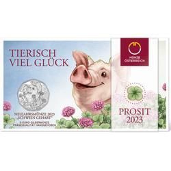 7,78 g Silber Österreich Neujahrsmünze Schwein gehabt 2023 - Handgehoben