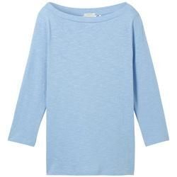 TOM TAILOR Damen 3/4 Arm Shirt mit Bio-Baumwolle, blau, Uni, Gr. XXXL