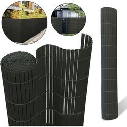 Hengmei - PVC-Zäune 180x600cm pvc Sichtschutzmatte Sichtschutzzaun Bambus - Zaun Sichtschutz Windschutz Blickdicht, Anthrazit