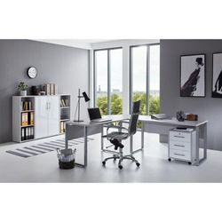 Bmg Möbel Homeoffice Büromöbel Komplettset Office Edition Set 2 in lichtgrau / weiß matt Made in Germany - Grau