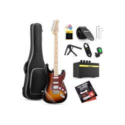 Donner E-Gitarre E-Gitarren Elektro-Akustisch ST E Gitarren Set volle Größe