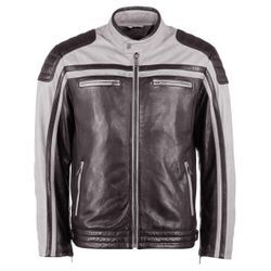 Lederjacke JCC "3102170", Herren, Gr. 50, schwarz (schwarz grau), Obermaterial: 100% Leder, Lamm / Lining 50% Polyester / 50% Baumwolle / Ärmelfutter: 100% Polyester, Jacken