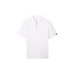 TOM TAILOR DENIM Herren Relaxed Poloshirt mit Bio-Baumwolle, weiß, Uni, Gr. XL