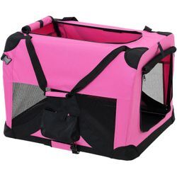 Pro.tec - Hundetransportbox Pink Faltbar Transportbox Hunde Falt Box Trage Tasche [ ] - Pink
