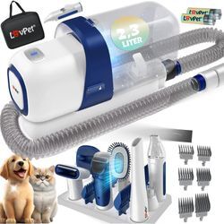 Lovpet - Hundeschermaschine mit Staubsauger Leise Schermaschine mit akku Haustierpflegeset mit Zubehör für Hund & Katze Tierhaarschneidemaschine Weiß