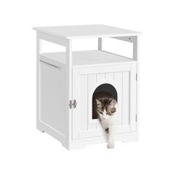 Yaheetech - Katzenhaus, Katzenklo Schrank, katzenschrank für katzentoilette und kleine Katzen, Katzentoilette mit offene Ablage, Beistelltisch, 52 ×