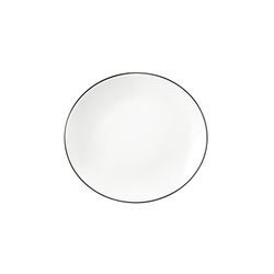 Frühstücksteller oval Black Line in weiß, 21 cm