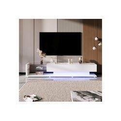 autolock TV-Schrank Lowboard Hochglanz-TV-Schranktisch TV-Tisch mit LED-Beleuchtung Glastrennwände variable Laterne natürlichen mit modernem Design