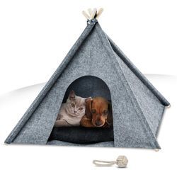 Napfino - Gemütliche Hundehöhle & Katzenhöhle - Angenehme Hundehütte Indoor aus Filz - Hundezelt mit weichem Kissen & Anti Milben Bezug - Für Balkon,