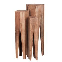 KADIMA DESIGN Beistelltisch-Set mit 3 Giraffenbeinen: Massivholz, rustikales Ambiente, handgefertigt